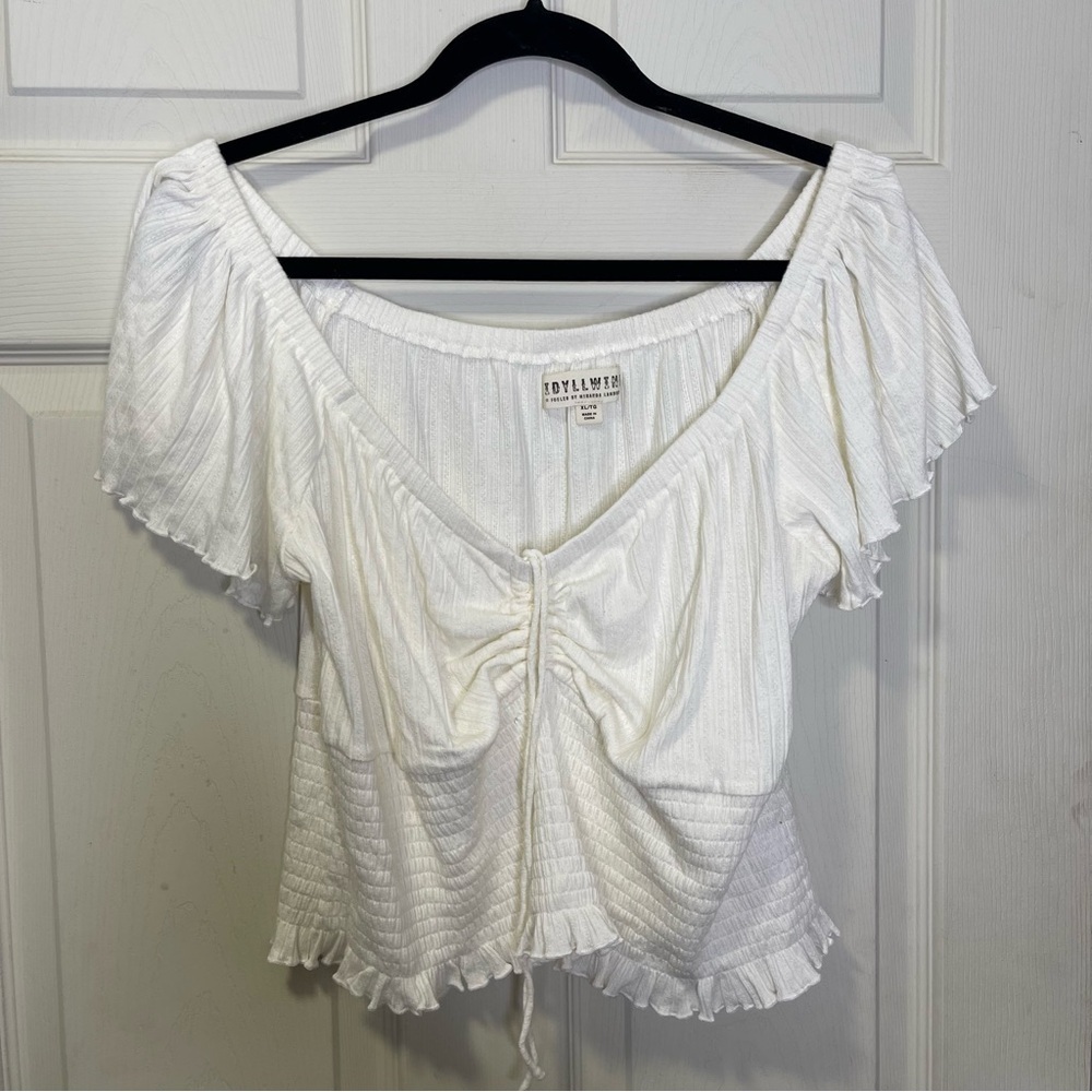Idyllwind Pointe Flutter Sleeve Smocked Top Sz XL